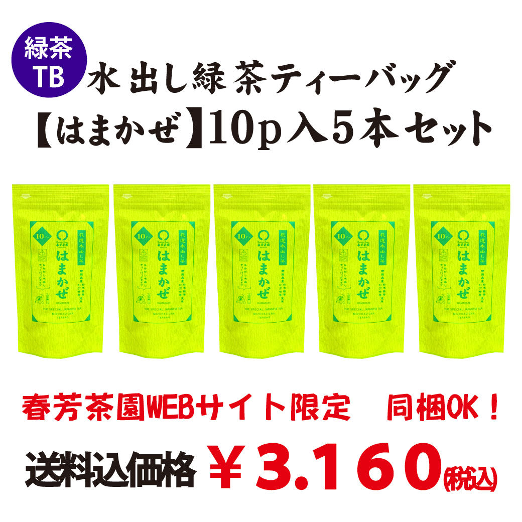 Web限定！送料込のまとめ買いセット【静岡森産】水出し緑茶ティーバッグ「はまかぜ」１０ｐ入５本セット