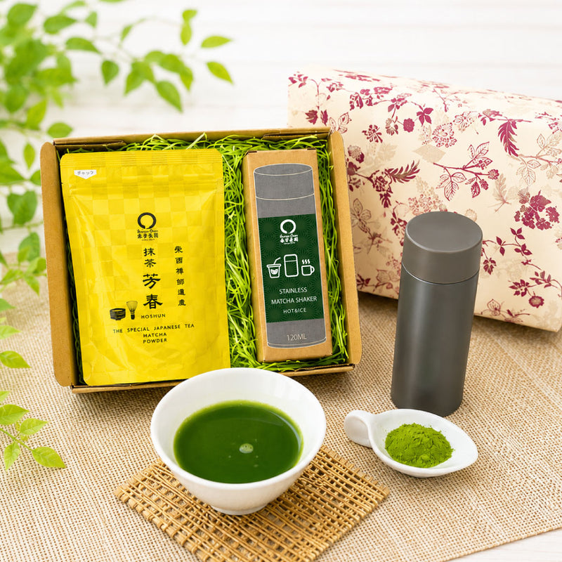 愛知県西尾産】抹茶「芳春」＆抹茶ステンレスシェイカーセット