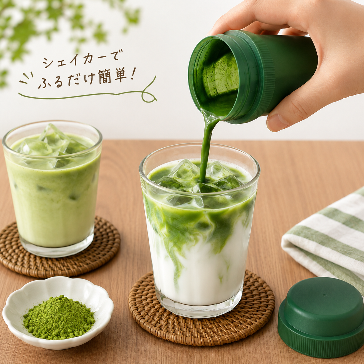 加賀山中塗】抹茶シェイカー＆【愛知県西尾産】抹茶「喫茶去」セット
