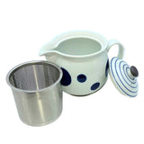 波佐見焼スーパーステンレスフィルター付ポット「丸紋ラインナイスポット」450ml