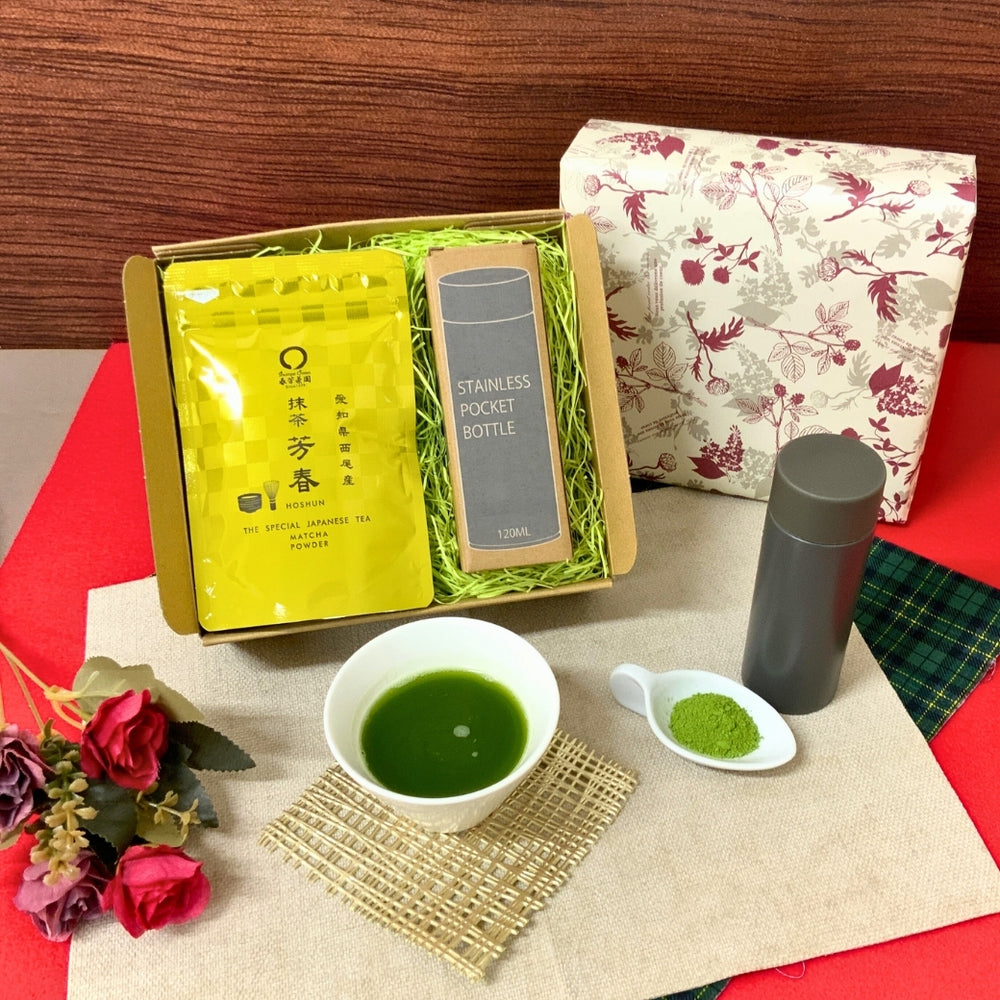 愛知県西尾産】抹茶「芳春」＆抹茶ステンレスシェイカーセット