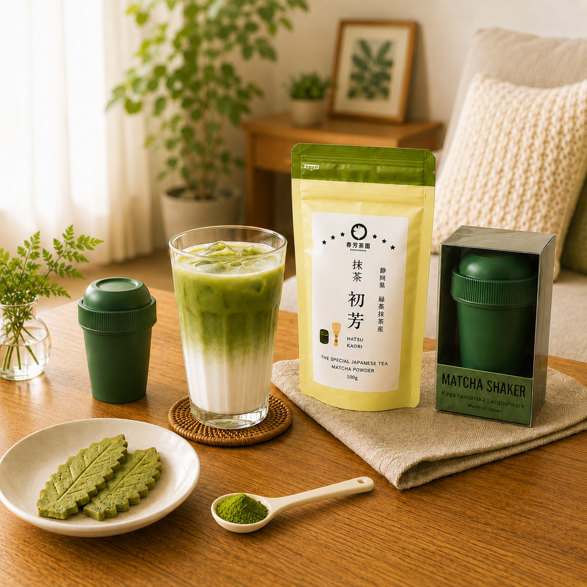 静岡産】抹茶「初芳」100g＆【加賀山中塗】抹茶シェイカーセット