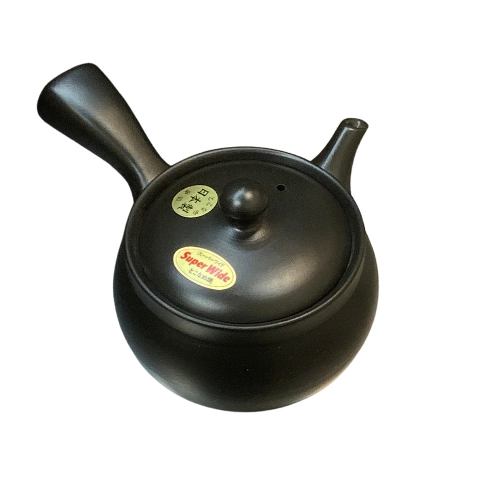 常滑焼帯アミ急須 黒360ml棚カット