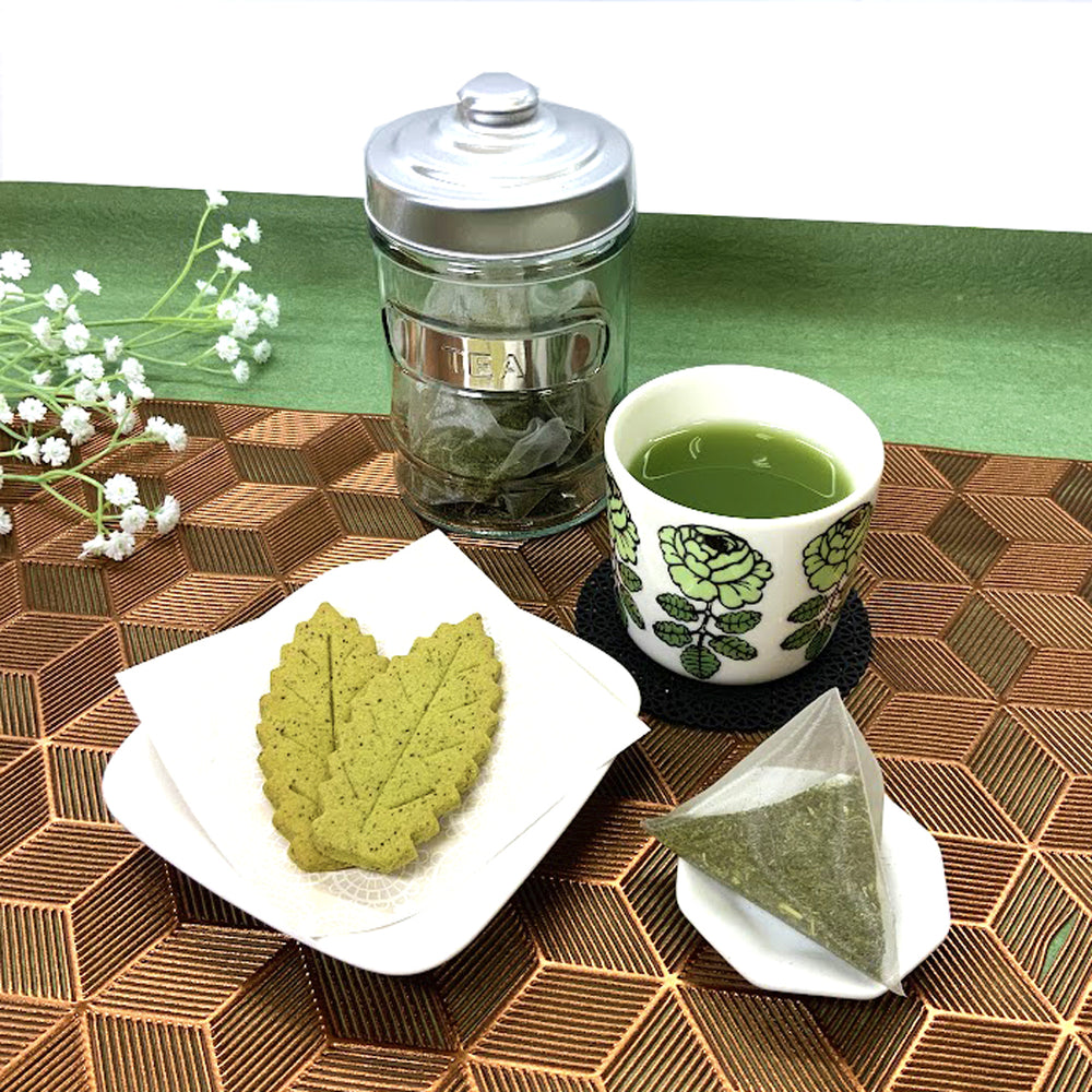 鹿児島産有機栽培】「鹿児島有機抹茶入緑茶ティーバッグ」紐無しテトラ 
