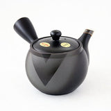 常滑焼 黒泥Ｖ字柄 帯アミ急須 600ml