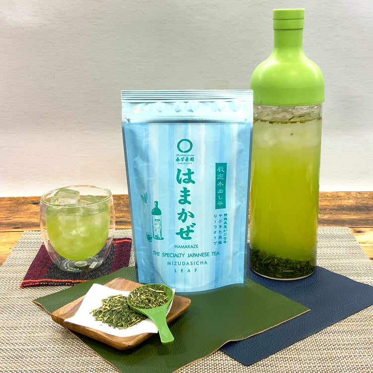 箱入贈答タイプ　【静岡森産】 水出し緑茶「はまかぜ」160g詰＆水出しフィルターインボトルセット